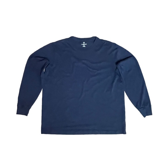 Lands End Super-T Mens Large L Blue Cotton Long Sleeve Crew Neck T-Shirt Casual - Picture 3 of 13